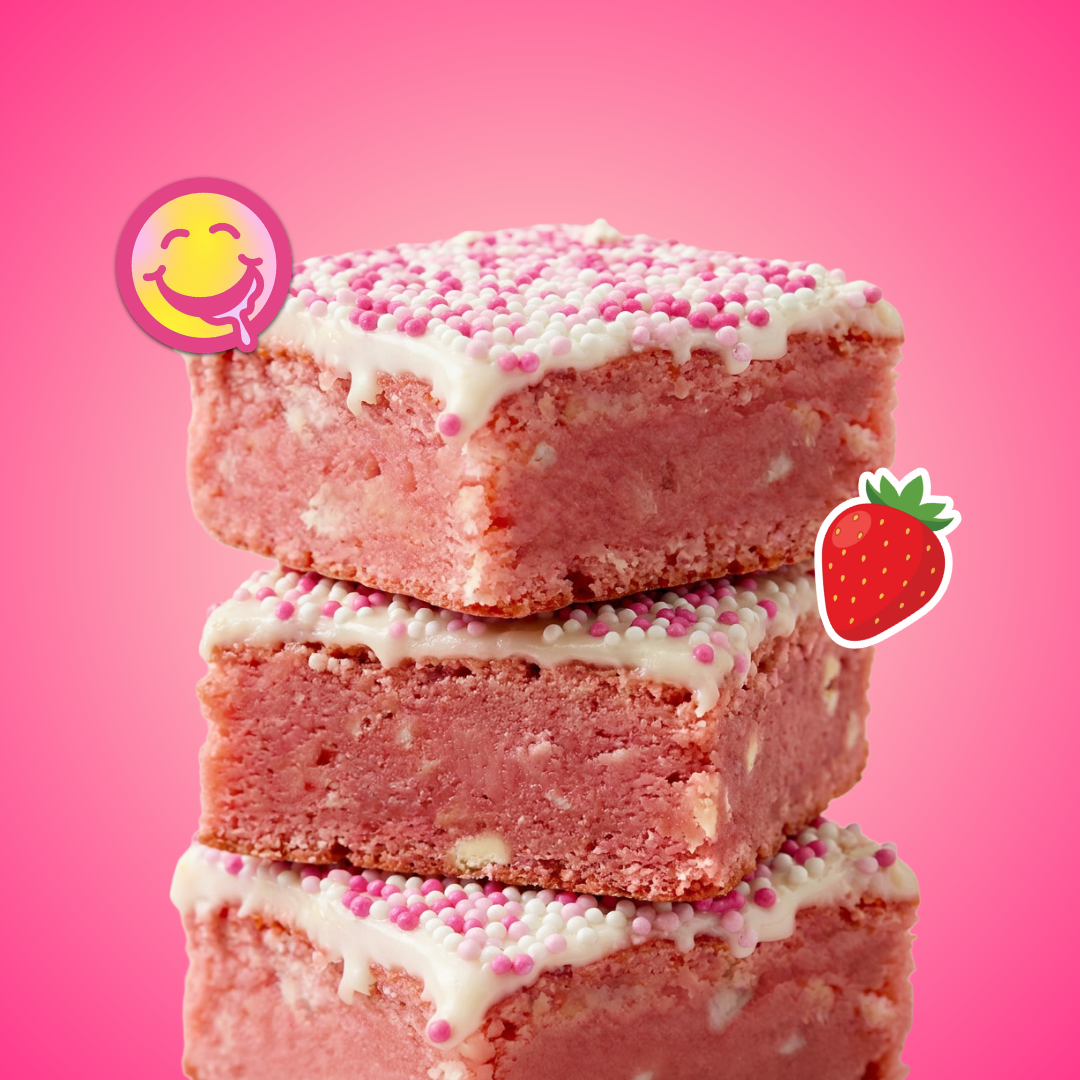 Strawberry shortcake protein brownies