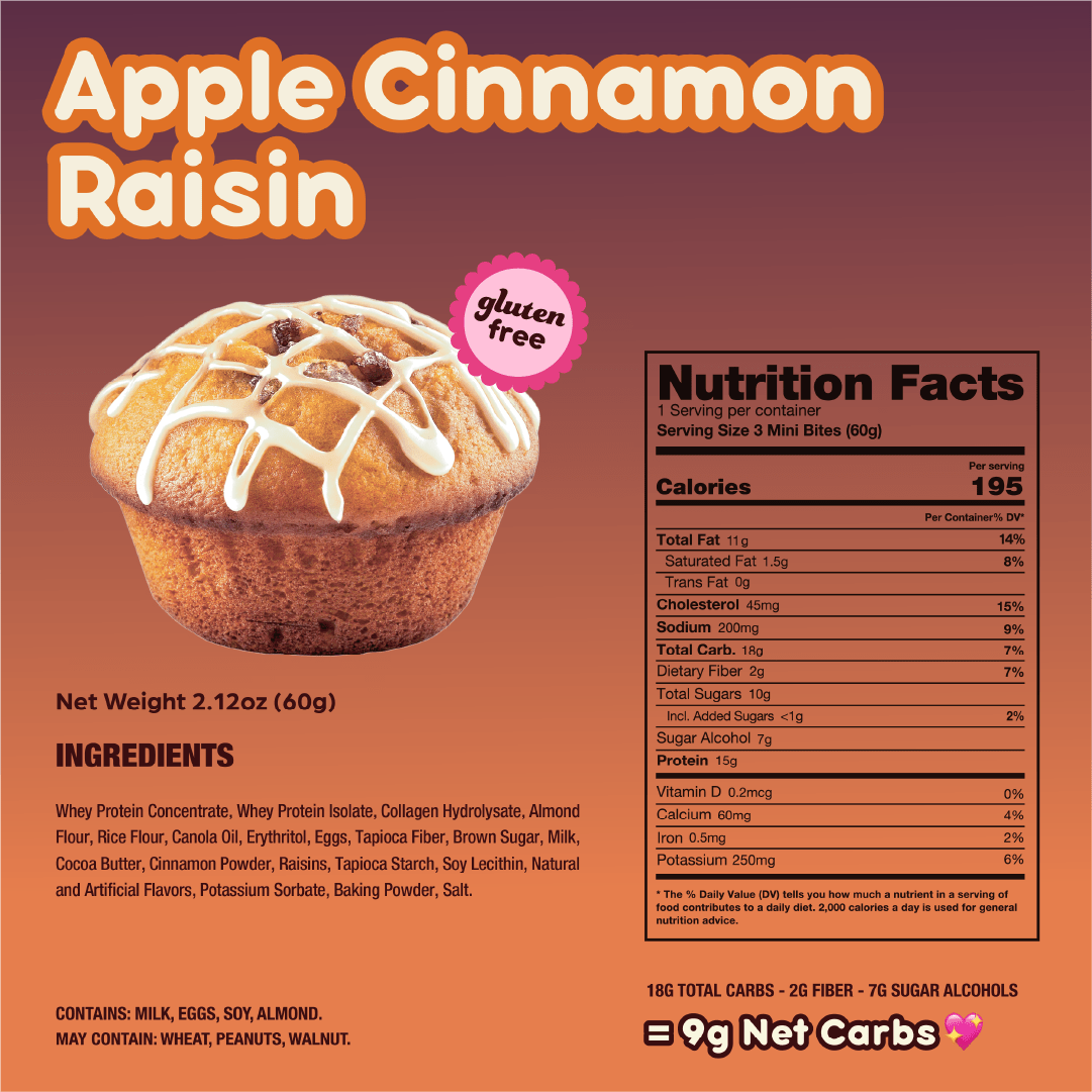Apple Cinnamon Raisin Mini Muffins - Prime Bites