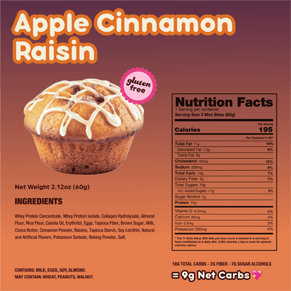 Apple Cinnamon Raisin Mini Muffins - Prime Bites