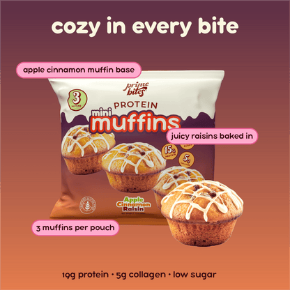 Apple Cinnamon Raisin Mini Muffins - Prime Bites