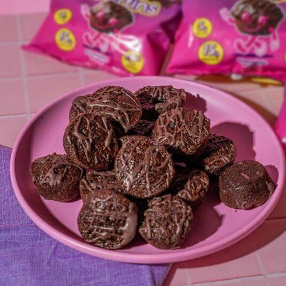Delicious Chocolate Fudge Mini Muffins by Prime Bites, packed with protein and low in sugar, perfect for any snack.