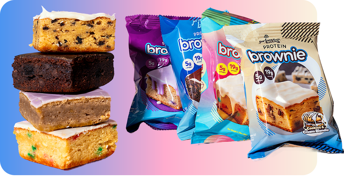 Prime Bites protein brownies and packages