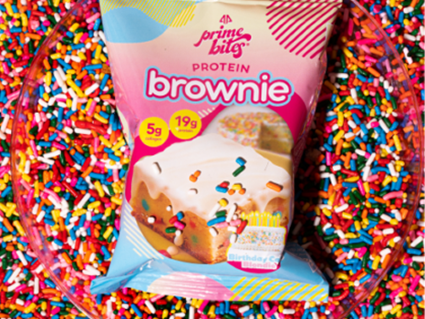 Prime Bites brownie with colorful sprinkles