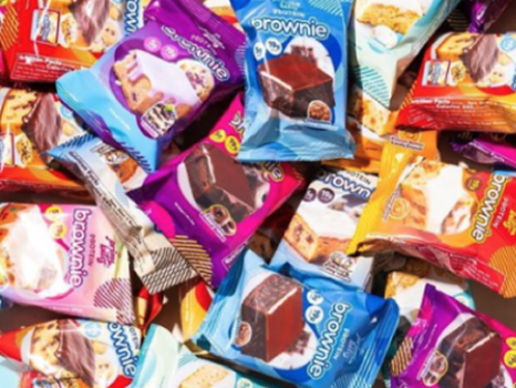 Variety of Prime Bites protein brownie packages