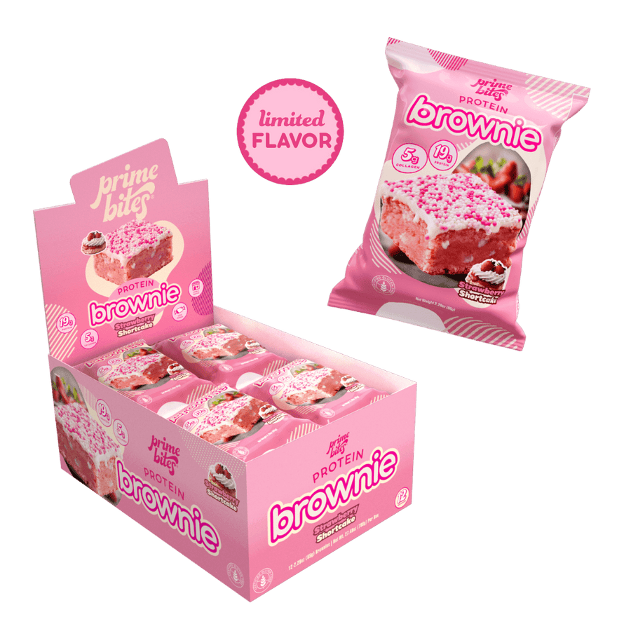 Strawberry Shortcake Protein Brownies - Prime Bites