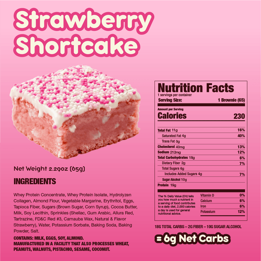 Strawberry Shortcake Protein Brownies - Prime Bites